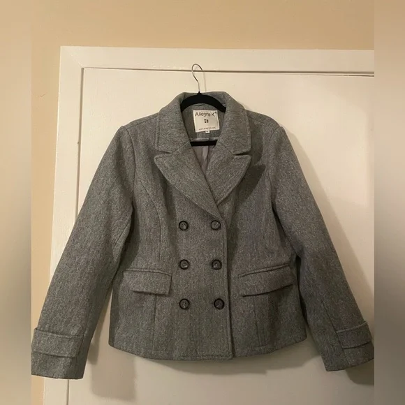 Grey Allegra K Women’s Double Breasted Pea Coat Size XL- never worn! - Picture 4 of 9